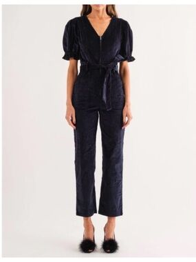 Sofie the Label | velvet puff sleeve jumpsuit